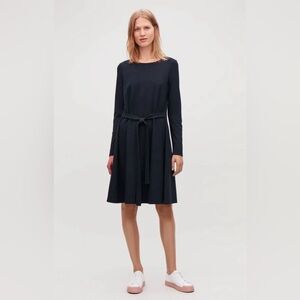 COS Contrast-Front Jersey Dress Navy Blue Medium